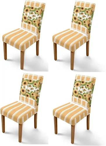 Miniatura 79 de Rnyleeg Thanksgiving Chair Covers for Living Room No Arms Turkey Pumpkin Stretch Dining Chair Covers Set of 6 Soft Washable Kitchen Chair Protector