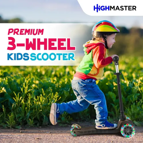 Miniatura 7 de HighMaster - Patinete para niños – Patinete de 3 ruedas para niños y niños pequeños – Manillar ajustable con luces LED en las ruedas – Diversión
