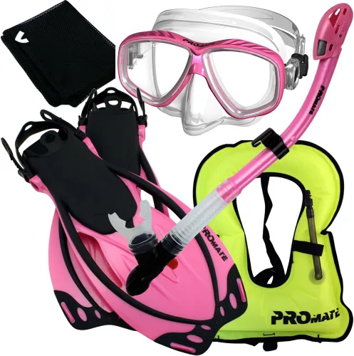 Miniatura 4 de Promate Chaleco de buceo Máscara de purga Aletas de snorkel seco Juego de bolsa de malla