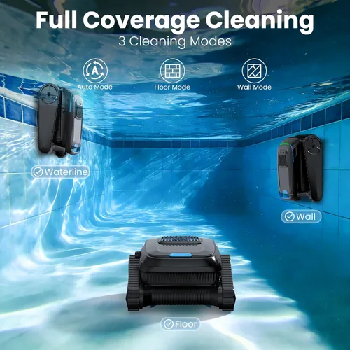 Miniatura 2 de Aspiradora robótica PC10, robot limpiador de piscina inalámbrico para piscinas enterradas y sobre el suelo, navegación inteligente, potencia