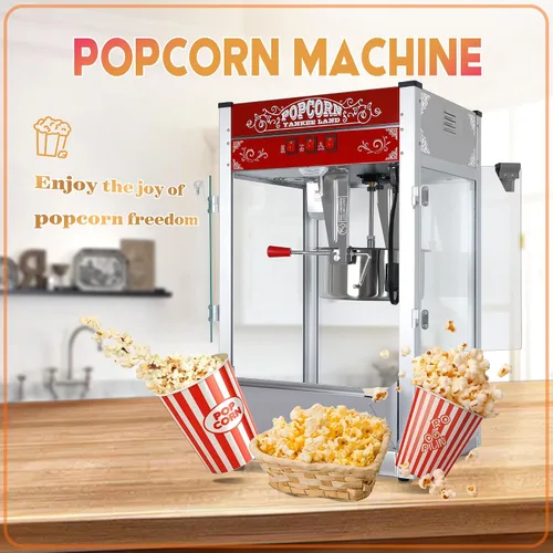 Miniatura 2 de Máquina comercial de palomitas de maíz de 16 onzas, 1440 W de acero inoxidable estilo teatro, hace 80 tazas, control de 3 interruptores, puertas