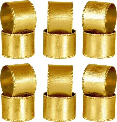Miniatura 9 de Juego de 12 servilleteros decorativos de metal, modernos servilleteros martillados para decoración de fiestas, mesa de comedor, todos los días