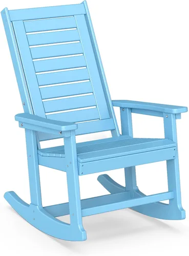 Miniatura 24 de BRIOPAWS Outdoor Rocking Chairs Set of 2 HDPE Plastic Porch Rockers Aqua Oversized Patio Rocker Chair High Back for Big Man Weather