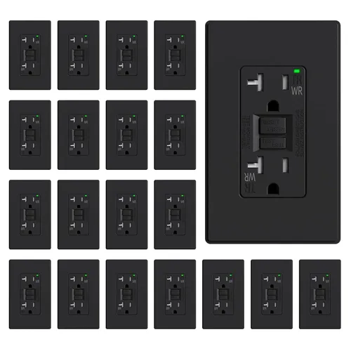 Miniatura 51 de ELEGRP Salida GFCI para Exteriores, Receptáculo GFI Eléctrico de Autoprueba de 15 Amperios con Diseño Más Delgado, Receptáculo GFCI Resistente a