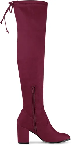 Miniatura 6 de Allegra K Botas altas por encima de la rodilla con tacón grueso y punta redonda para mujer