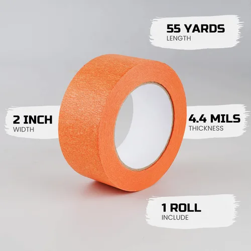 Miniatura 2 de Lichamp Cinta adhesiva ancha para pintores naranja de 2 pulgadas, 1 cinta adhesiva mediana naranja, 1.95 pulgadas x 55 yardas