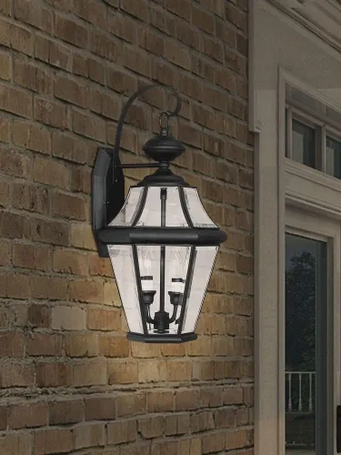 Miniatura 2 de Livex Lighting 2261-91 Georgetown - Farol de pared para exteriores, 2 luces, níquel cepillado