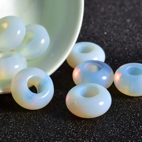 Miniatura 11 de Cuentas de piedra natural de agujero grande (0.23 a 0.236 pulgadas) pulidas Rondelle cuentas de piedras preciosas europeas para pulseras de dijes