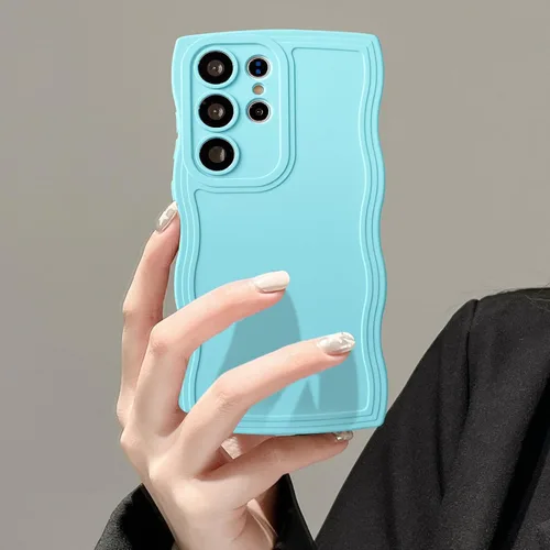 Miniatura 29 de UEEBAI Funda de silicona con marco de ola para Samsung Galaxy S22 5G, funda de teléfono con marco de ola linda, ajuste delgado, amortiguador de Negro