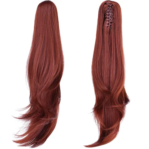 Extensión de cola de caballo, extensiones de cabello con clip de garra de 24 pulgadas, extensiones de cabello largo y lacio, extensión de cabello