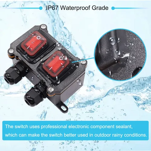 Miniatura 2 de Interruptor de cable en línea impermeable IP67 12V CC 20A 4pin 2 posiciones DPST interruptor de palanca de encendido y apagado al aire libre con 2