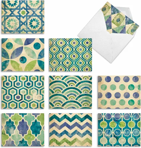 Miniatura 10 de The Best Card Company - 10 coloridas tarjetas de notas en blanco con sobres (4 x 5.12 pulgadas) - Juego surtido en caja - Señales árabes M6588OCB