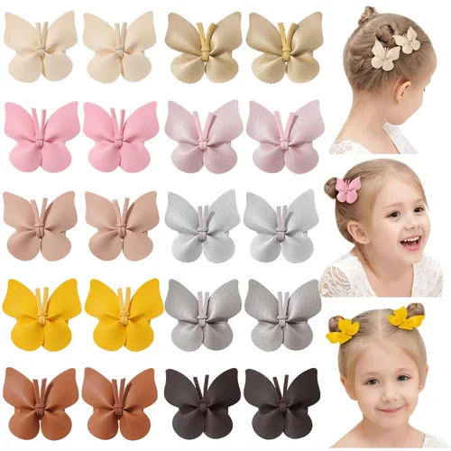 Miniatura 8 de doboi 20 pinzas de lino para el pelo para bebés, accesorios para bebés, bebés, niños pequeños en pares Flower Bows
