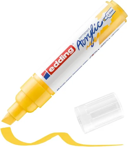 Miniatura 34 de edding 5000 marcadores acrílicos anchos – amarillo, azul, rosa y turquesa – Paquete de 5 marcadores de pintura acrílica (abstracto) – Punta