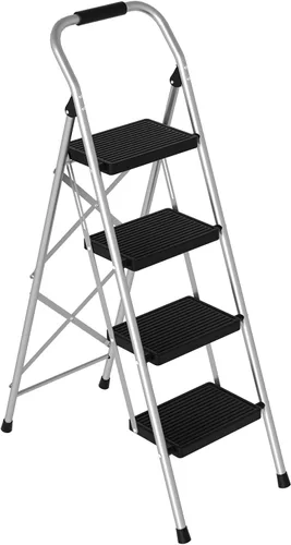 Miniatura 13 de Taburete para Adultos, Escalera de 2 Escalones Plegable 330lbs Antideslizante, Taburete Plegable Ergonómico de 2 Escalones de Acero con Pedal Ancho