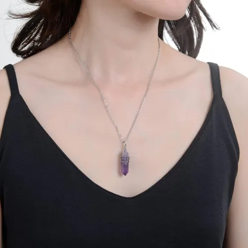 Miniatura 2 de 1 collar con colgante de piedras preciosas naturales cristal curativo cuarzo reiki chakras joyas de 18 pulgadas regalo de cumpleaños para mujeres