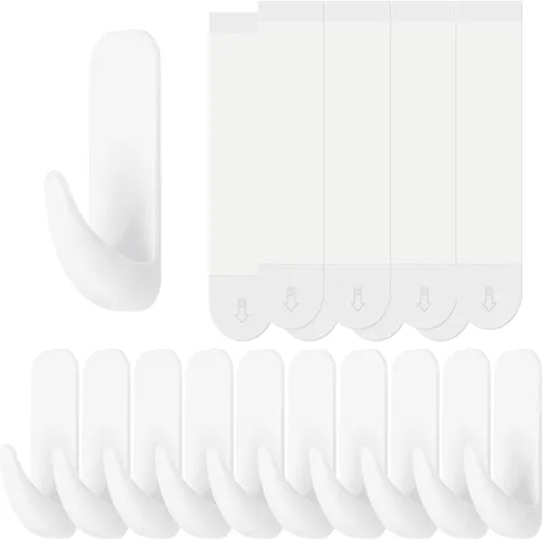 Miniatura 14 de Ganchos de pared utilitarios para colgar, paquete de 10 ganchos grandes, ganchos de pared para colgar sin daños con tiras adhesivas, ganchos
