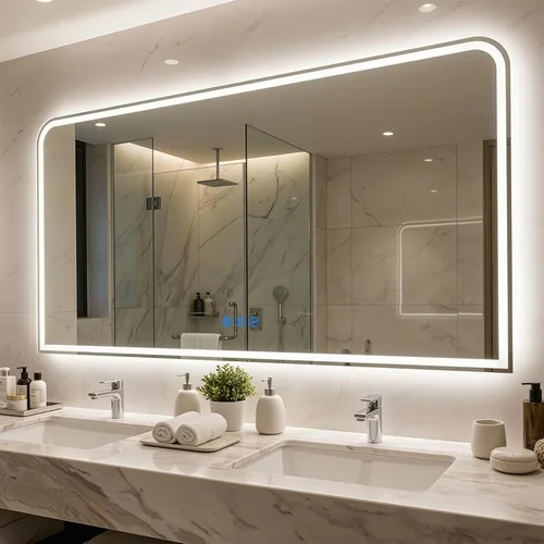 Miniatura 31 de Antok Espejo LED de baño, espejo LED con luces para baño, espejos de tocador iluminados para pared, antivaho, regulable, vidrio templado, función