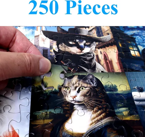 Miniatura 4 de Think2Master Funny Cats - Rompecabezas de 250 piezas con conmovedores gatitos y gatos. Divertido rompecabezas para adolescentes, adultos y personas