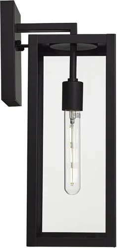 Miniatura 8 de John Timberland Titan - Lámpara de pared industrial moderna para exteriores, metal negro místico, 17 pulgadas, vidrio transparente, húmedo