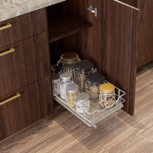Miniatura 2 de Home Zone Living Organizador de armario de cocina extraíble con cajón deslizante para ahorrar espacio, 11 pulgadas de ancho x 21 pulgadas de largo
