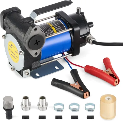 Orion Motor Tech Bomba de transferencia de gasolina de 12 GPM, bomba de transferencia de combustible eléctrica de 12V con cebado para diesel, Bomba