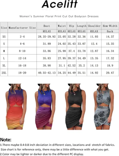 Miniatura 6 de Acelitt Vestido ajustado de verano para mujer, sin mangas, con huecos, con torcedura, para fiesta