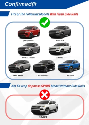 Miniatura 2 de Barras de techo mejoradas de 220 libras para Jeep Compass 2018-2025, barras transversales de aluminio real para kayak, snowboard, tabla de surf