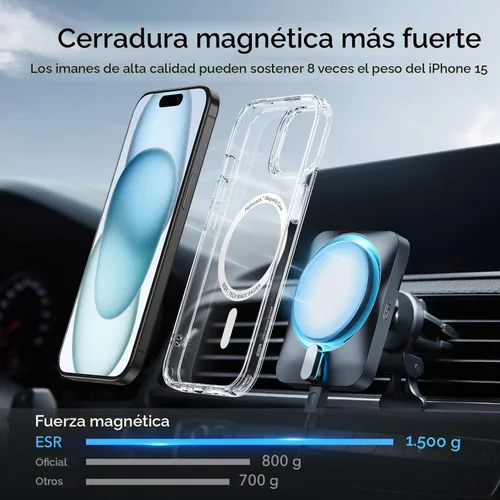 Miniatura 2 de ESR Funda para iPhone 15, compatible con MagSafe, protección de grado militar, resistente al amarillamiento, parte trasera resistente a