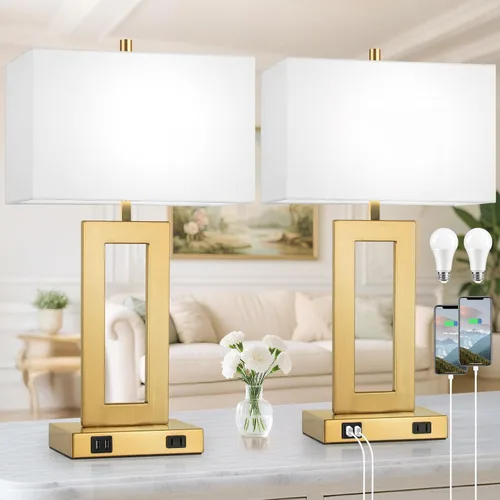 Miniatura 13 de TOBUSA Juego de 2 lámparas de mesa de 28 pulgadas de alto para salas de estar, modernas lámparas de mesa negras con control táctil para dormitorio