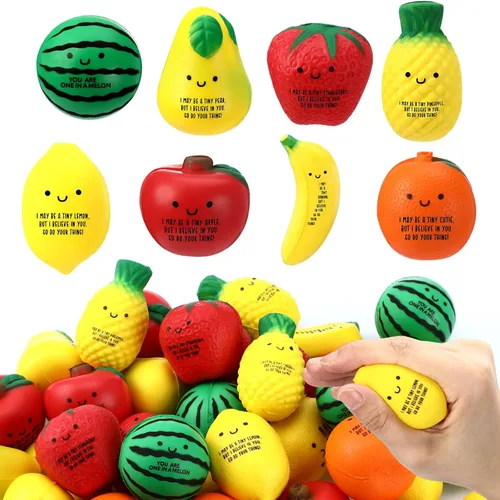 Miniatura 8 de Outus Bolas de estrés de frutas a granel, bolas inspiradoras para apretar para el regreso a clases, regalo para estudiantes para profesores