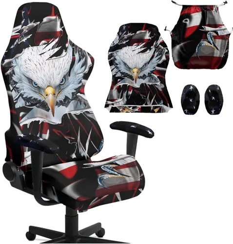Miniatura 12 de Bald Eagle Gaming Protector for Students American Flag Stretchy Armrest Covers Patriotic Ergonomic Office Cover Dustproof Home & Dorm Room Decor