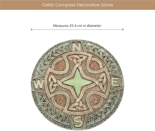 Miniatura 2 de Bits and Pieces - Piedra decorativa de brújula celta que brilla en la oscuridad de 10" (25,5 cm) - Decoración de patio - Hermosa piedra