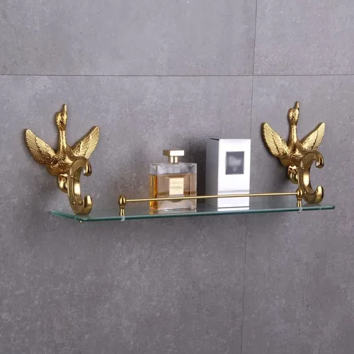 Miniatura 4 de Estante de cristal de cisne para ducha, juego de accesorios de baño, montaje en la pared, 19.7 in, soporte de una sola capa, organizador de baño