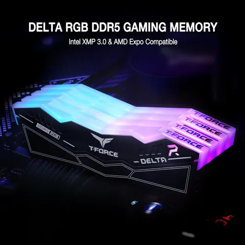 Miniatura 2 de TEAMGROUP T-Force Delta RGB DDR5 Ram 32 GB (2 x 16 GB) 6400 MHz PC5-51200 CL32 Módulo de memoria de escritorio Ram para chipset serie 600 700 XMP