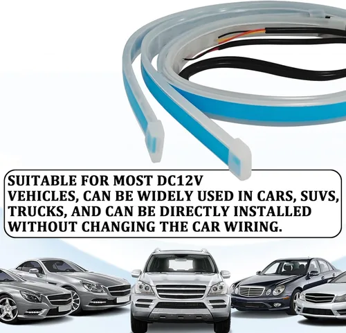 Miniatura 6 de Tira de luz LED para automóviles de 24 pulgadas, tira de luces LED ámbar, luces de circulación diurna para automóvil, tiras de señal de giro
