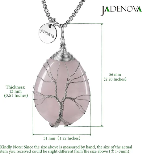 Miniatura 4 de JADENOVA Collar de cristal curativo para mujer colgante de árbol de la familia con alambre envuelto en alambre y colgante de lágrima curativa