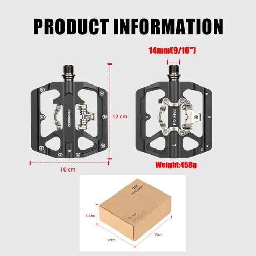 Miniatura 7 de Pedales de bicicleta de montaña Sistema SPD Dual Función CNC Aluminio Bicicletas Ampliar Pedales DU Cojinete Accesorios con tacos para Carretera MTB