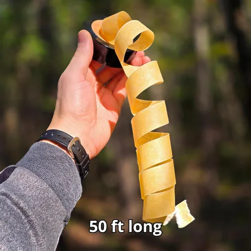 Miniatura 5 de Procamptek Rollo de tira de fuego de 50 pies, resistente a la intemperie, encerada, cinta de yesca para emergencias, campamento, supervivencia