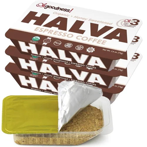 Miniatura 11 de OhGoodness! Halva de miel orgánica, paquete de 3, solo dos ingredientes simples, aperitivo y postre para derretir en la boca, golosina endulzada