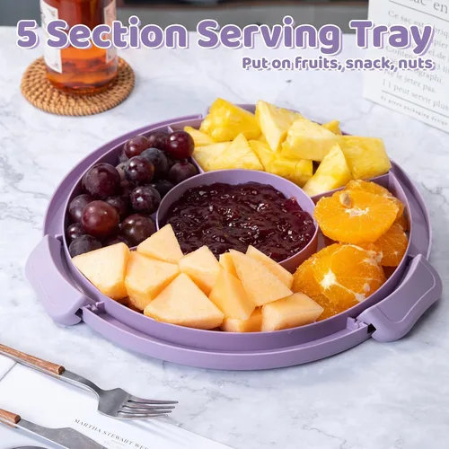 Miniatura 6 de Porta pasteles de plástico de 10 pulgadas con asa, soporte redondo para pasteles con tapa, recipiente rosa para pasteles de 6 pulgadas/8 pulgadas/10