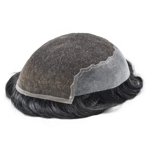 Miniatura 4 de Toupee - Sistemas de reemplazo de cabello para hombre, encaje frontal suizo, nudo blanqueado, pieza de cabello humano natural