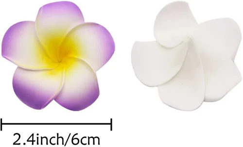 Miniatura 3 de 100 pétalos artificiales de plumeria rubra hawaiana de espuma de Frangipani de 2.4 pulgadas de diámetro, para decoración de bodas, fiestas