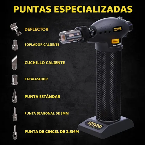 Miniatura 3 de LEXIVON Kit multifunción de antorcha de butano Estación de soldadura de autoencendido, prémium, con llama ajustable Grado Profesional