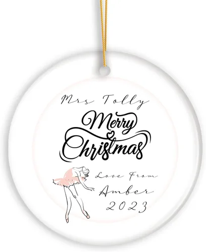 Adorno con nombre personalizado, bailarina de ballet de Navidad, adorno personalizado para amantes del ballet, adornos de Navidad de ballerina,