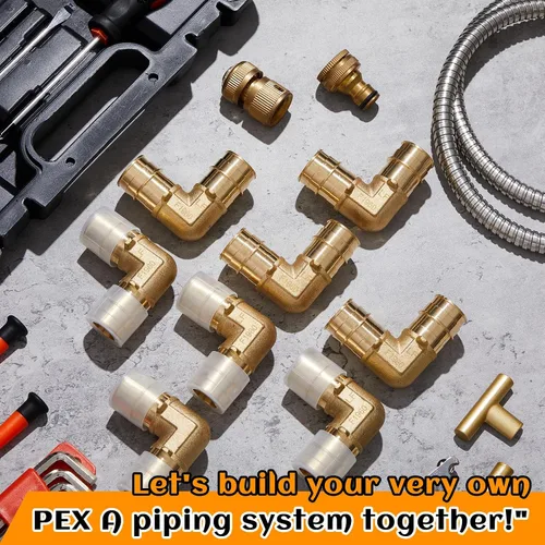 Miniatura 6 de 1 "X 1" Codo de 90 grados Pex A Accesorios de expansión Accesorios de latón Herramienta de crimpado Pex para conexión de tubería de tubería, ASTM