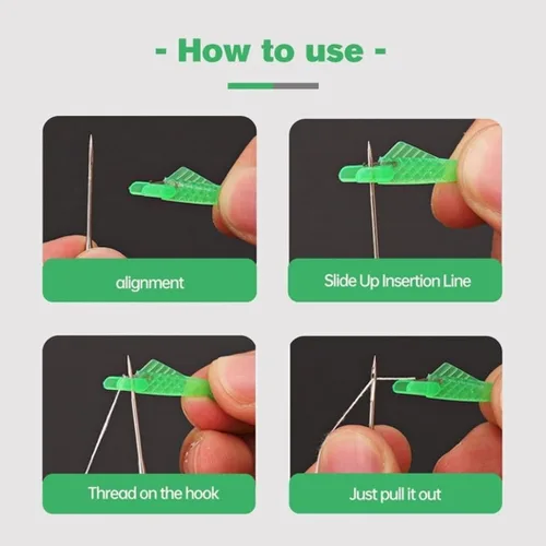 Miniatura 3 de Enhebrador de agujas para máquina de coser, tipo boca de pescado, aguja de máquina de coser, enhebrador de agujas de bricolaje, herramienta de Verde