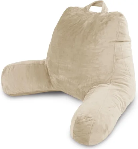 Milliard - Almohada de lectura con brazos, crema, almohada de espalda con espuma viscoelástica triturada para sentarse en la cama - Respaldo para
