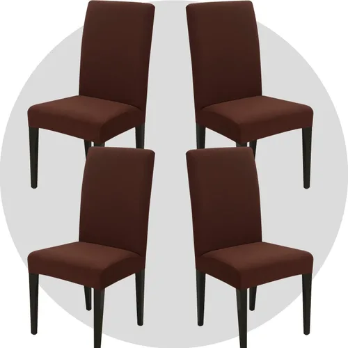 Miniatura 16 de Juego de 6 fundas elásticas para sillas de comedor, color blanco hueso, elásticas, lavables, extraíbles para cocina, hotel, restaurante Blanco roto