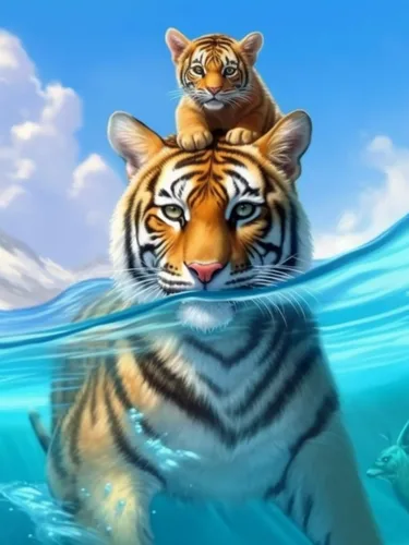 Wergund - Kits de pintura de diamantes de tigre animal, kits de pintura de diamantes para adultos, bordado de diamantes de imitación de cristal de